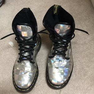 Dr.  martens silver metallic  women’s boots rare